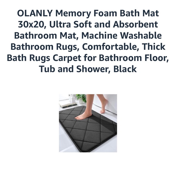 Memory foam black bath mat - Picture 1 of 6